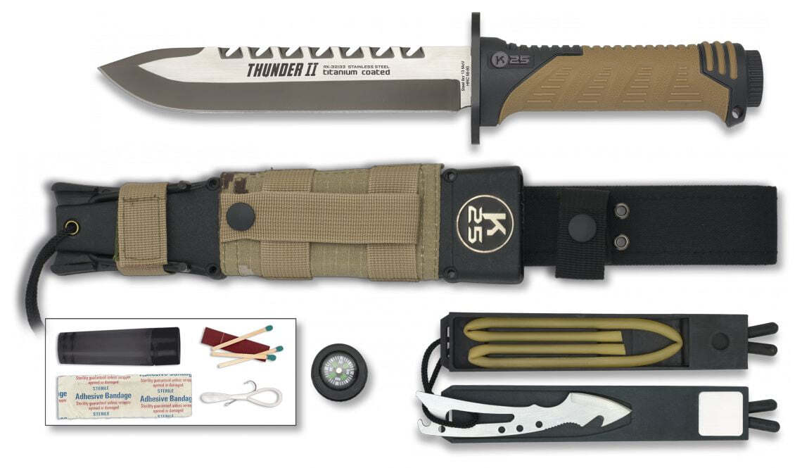 Couteau droit de survie K25 Thunder II