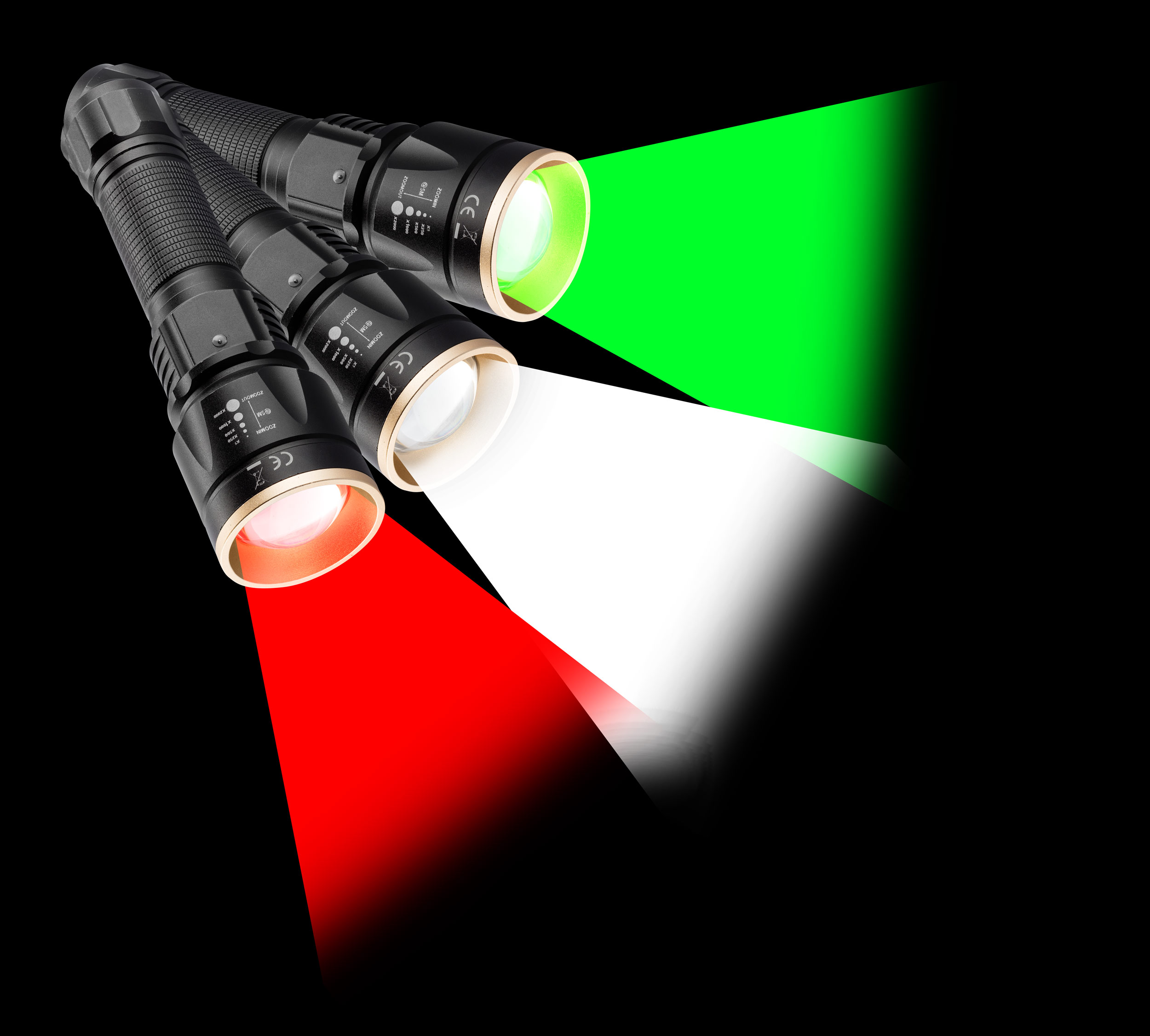 Lampe Tactique rechargeable NUM'AXES 3 Led Blanche-Rouge-Verte – Image 4