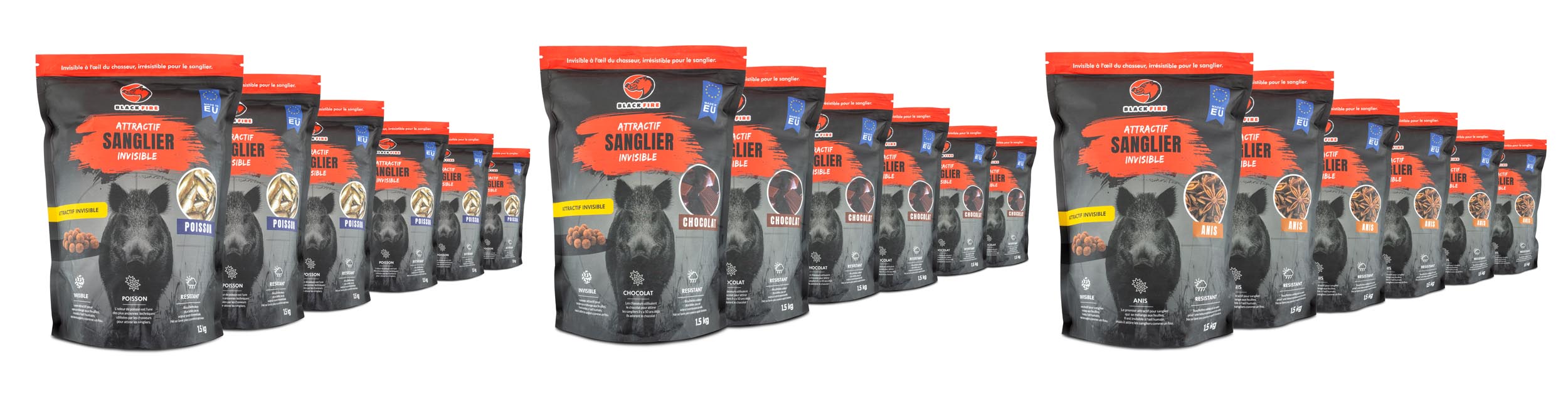 PACK 3 arômes - Attractif BLACK FIRE Invisible pour sanglier – Image 2